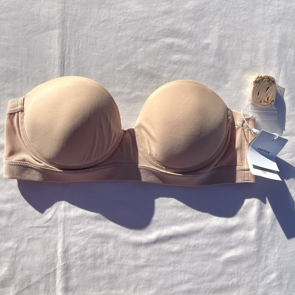 Pepper Multiway Strapless Bra 38A Underwire Buff Beige With Straps